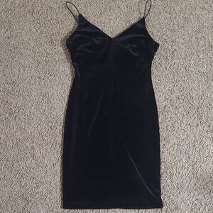 B. Smart Black Velvet Dress with Spaghetti Straps Size Medium